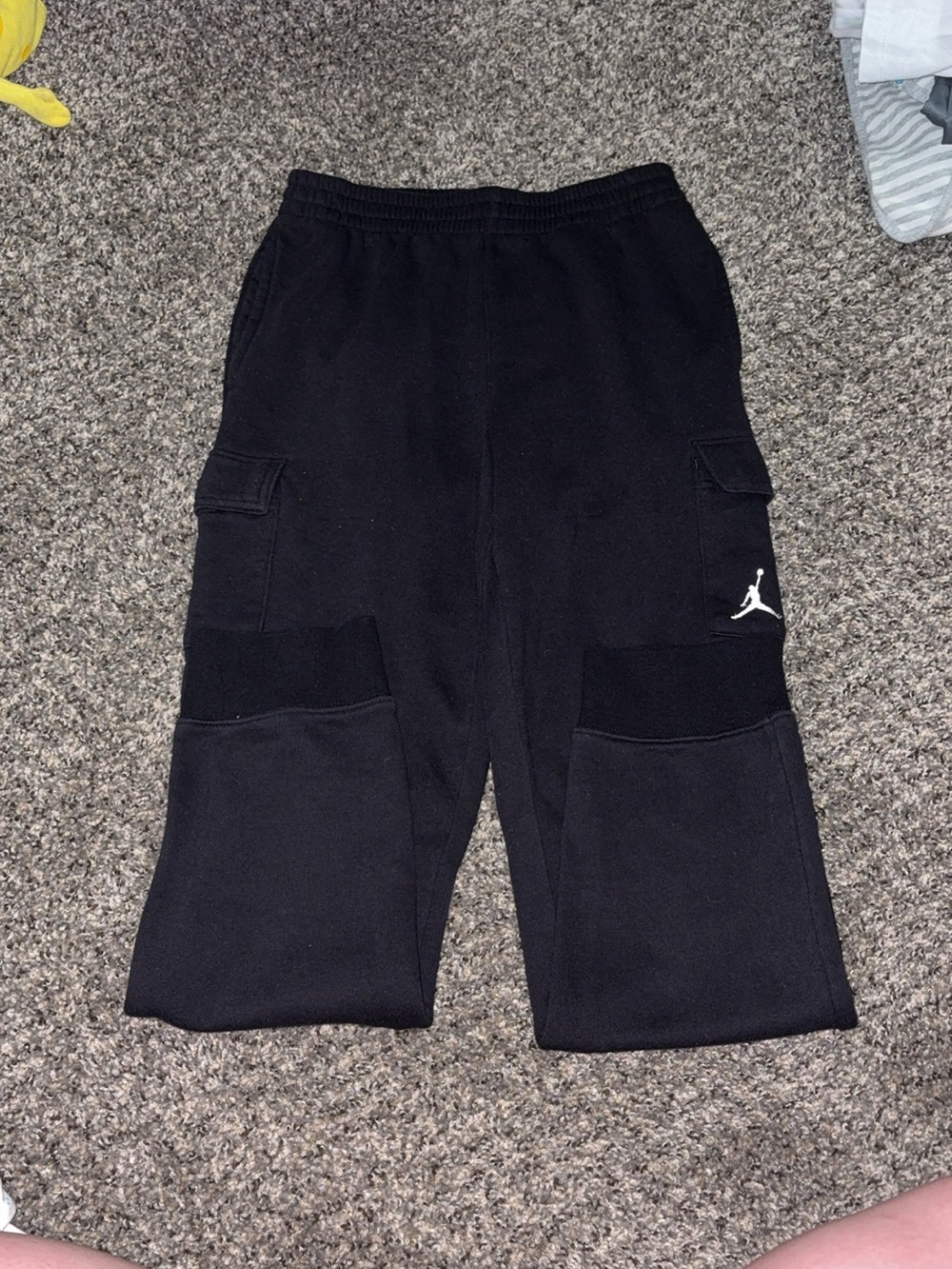 Jordan Kids Black Cargo Jogger Sweatpants with White Jumpman